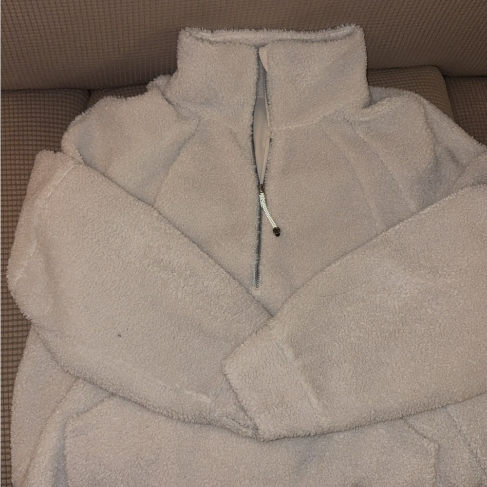 Lululemon Cream Quarter-Zip Fleece Pullover